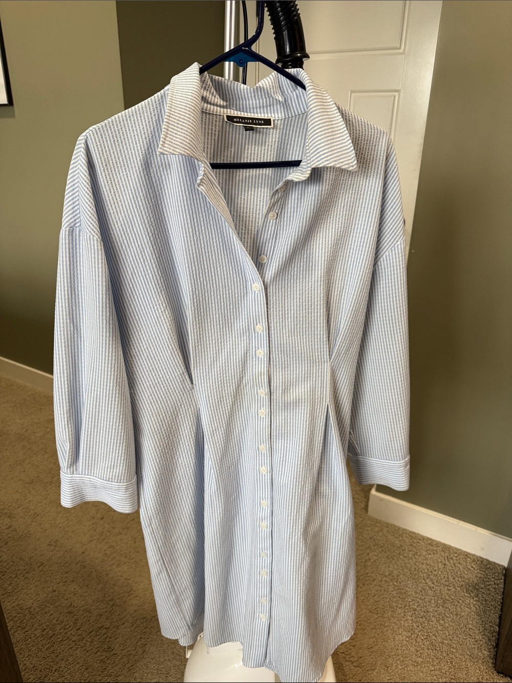Vince Light Blue Striped Casual Button-Down Shirt